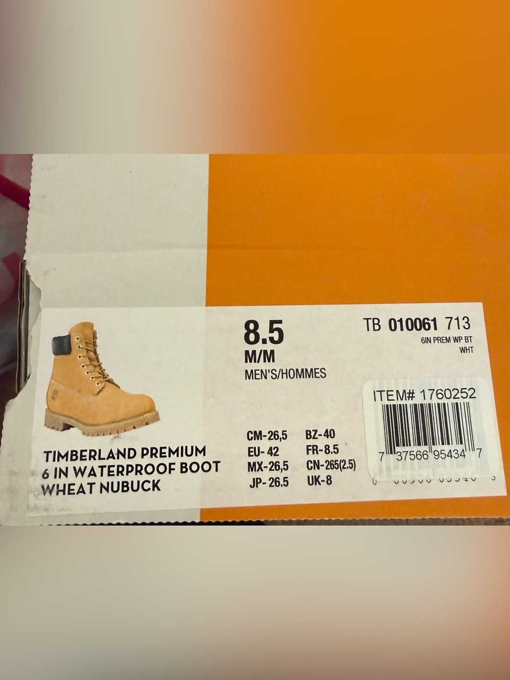 Timberland Wheat Nubuck Work Boots Men’s 8.5 NWT - Picture 8 of 8